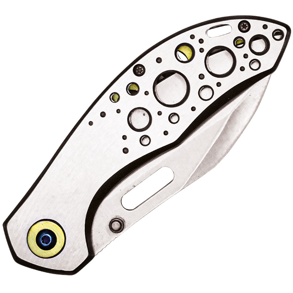 Assisted Open Folding Pocket Knife with Gold Trim view 2